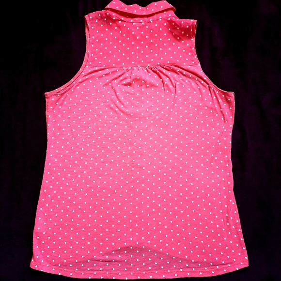 Aéropostale M Pink Polkadot Buttoned Sleeveless Blouse - Picture 2 of 7